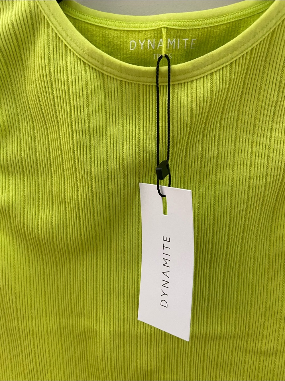 Dynamite Ribbed Neon Lime Green Sleeveless Bodysuit - Picture 3 of 12